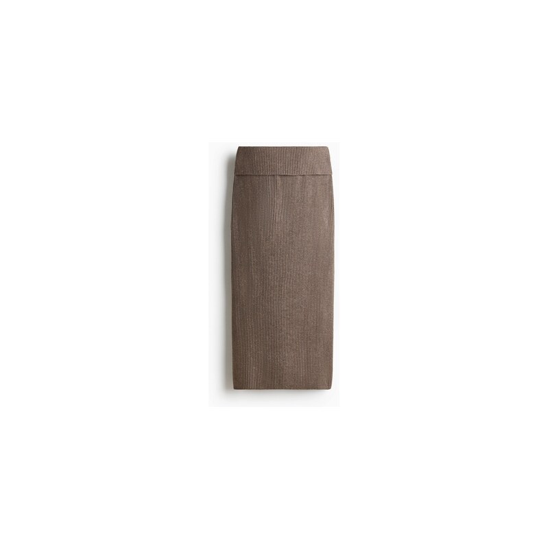 H&M - Midi sukně z žebrovaného úpletu - Béžová