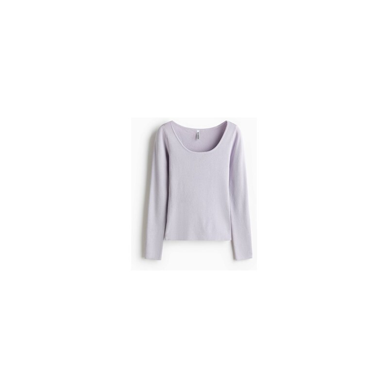H&M - Pletený tops hlubokým kulatým výstřihem - Světle Fialová