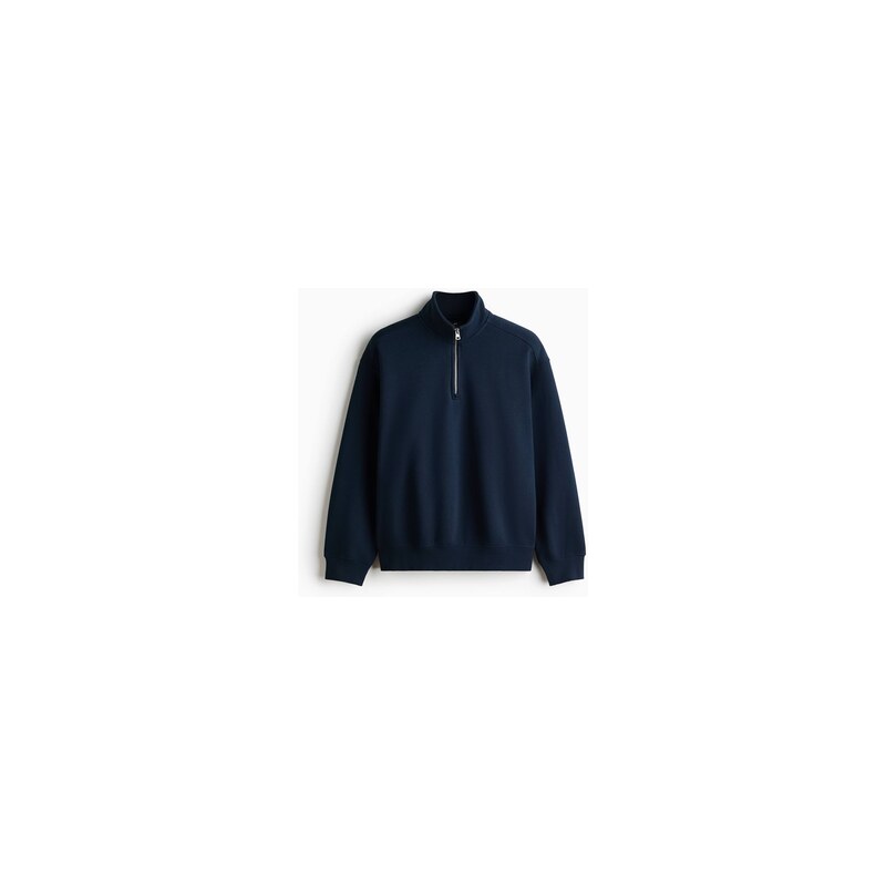 H&M - Mikinas horním zipem Loose Fit - Námořnická Modř