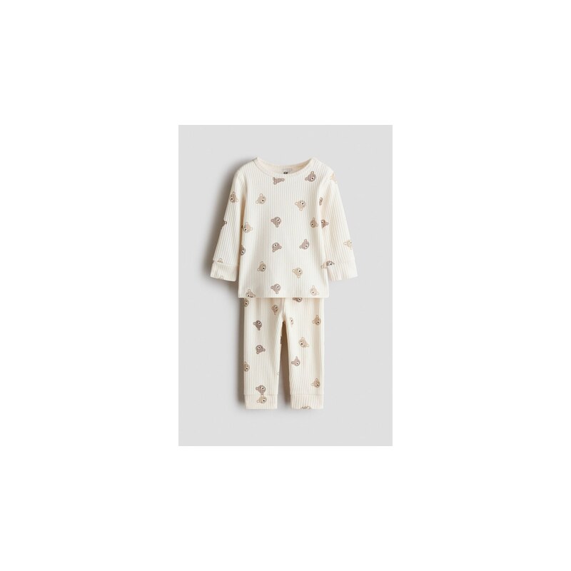 H&M - Dvoudílná bavlněná soupravas potiskem - Krémová/Medvědi