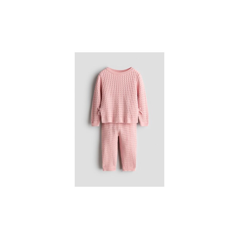 H&M - Dvoudílná souprava z bavlněného copánkového úpletu -