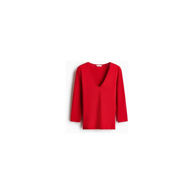 H&M - Viskózový tops výstřihem - Červená