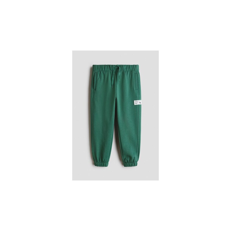 H&M - Kalhoty jogger z bavlněné teplákoviny - Zelená