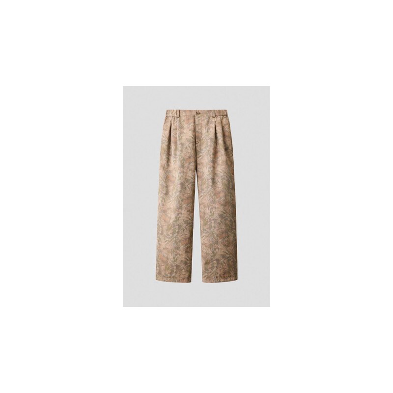 H&M - Kalhoty Relaxed Fit - Hnědošedá/Vzor