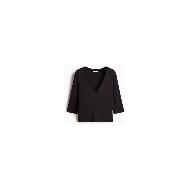 H&M - Viskózový tops výstřihem - Tmavě Hnědá