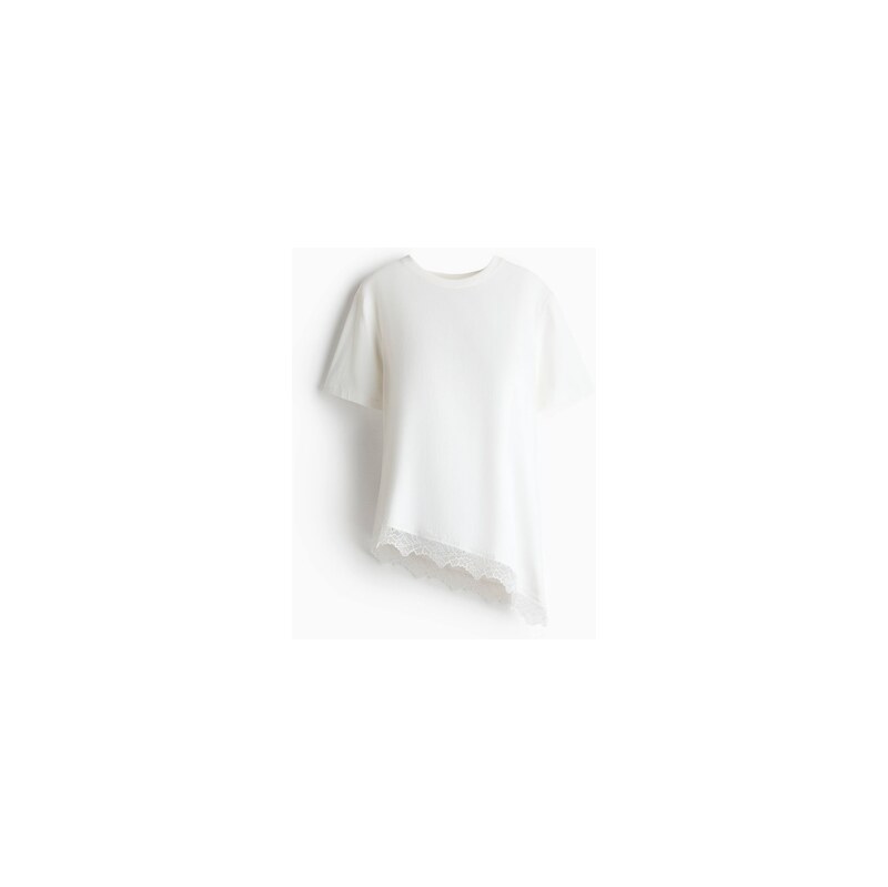 H&M - MAMA Tričko lemované krajkou - Bílá