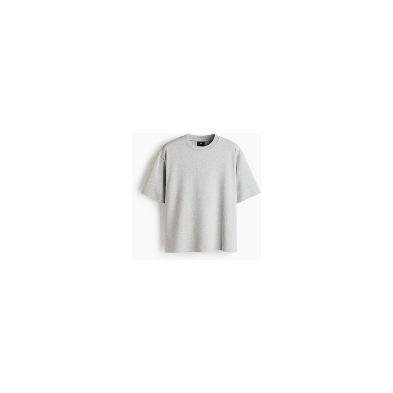 H&M - Interlockové tričko Relaxed Fit - Šedý Melír
