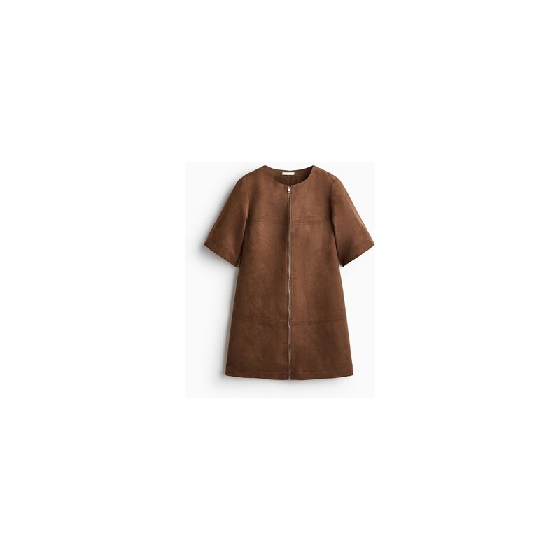 H&M - Áčkové šaty na zip - Brown