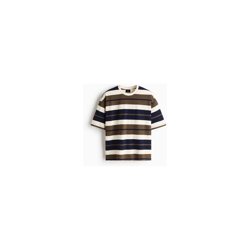 H&M - Tričko Oversized Fit - Krémová/Proužky