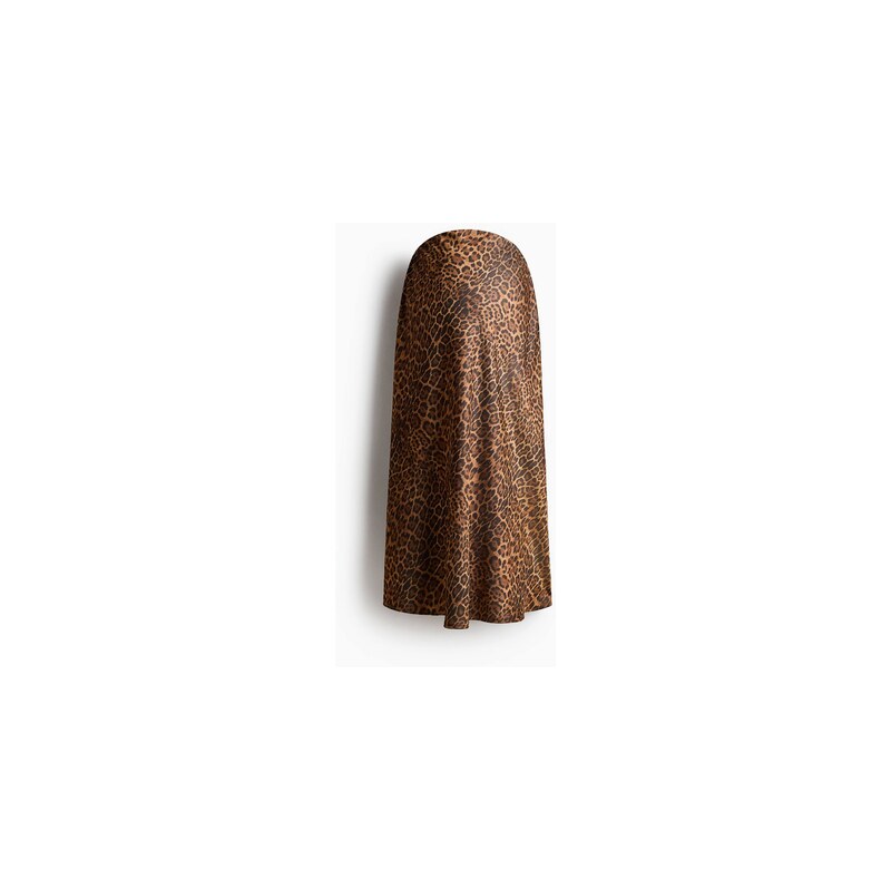 H&M - MAMA Saténová sukně slip skirt - Tmavě Hnědá/Leopardí