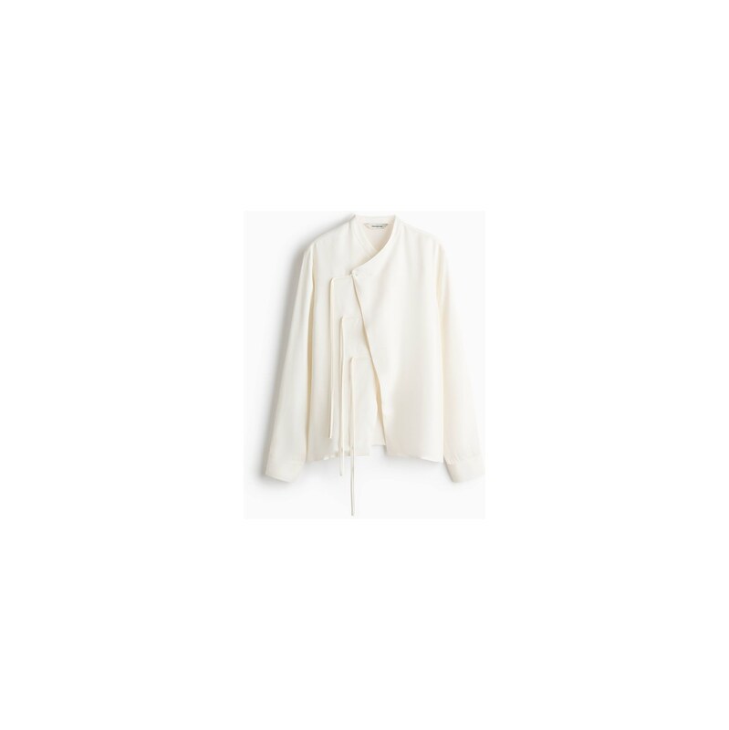 H&M - Viskózová halenkas třásněmi - Krémová