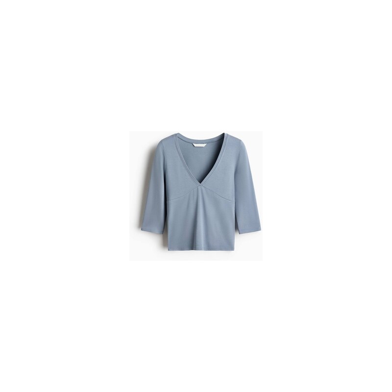 H&M - Viskózový tops výstřihem - Tlumená Modrá