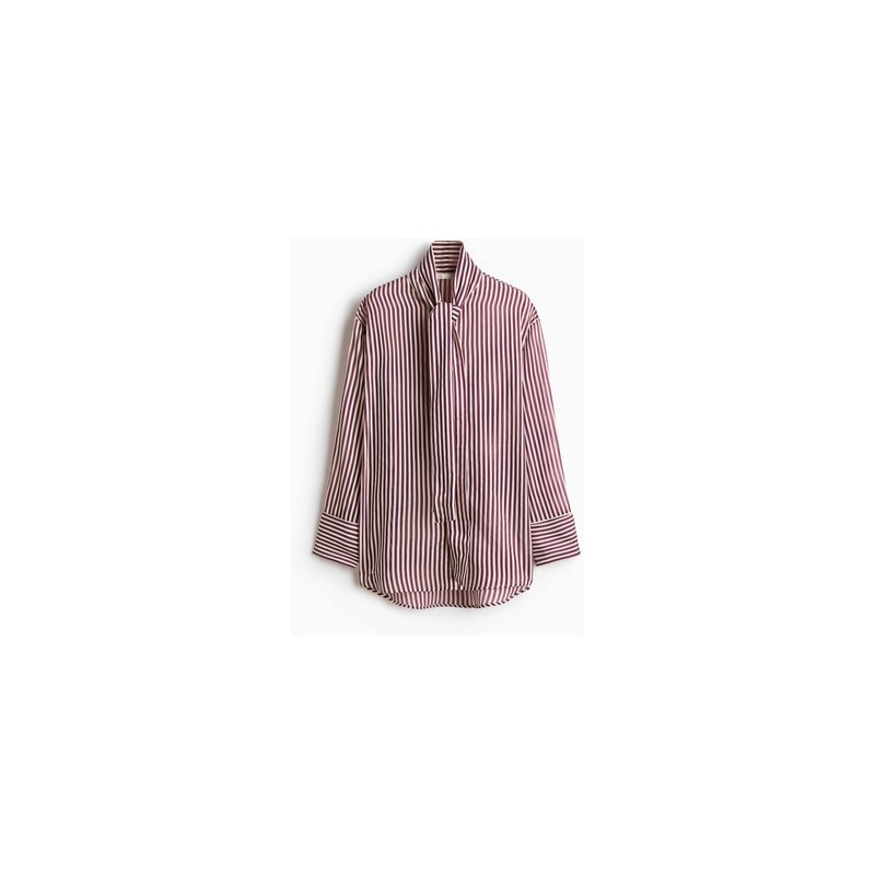 H&M - Oversized košiles šálovým límcem - Švestkově Fialová