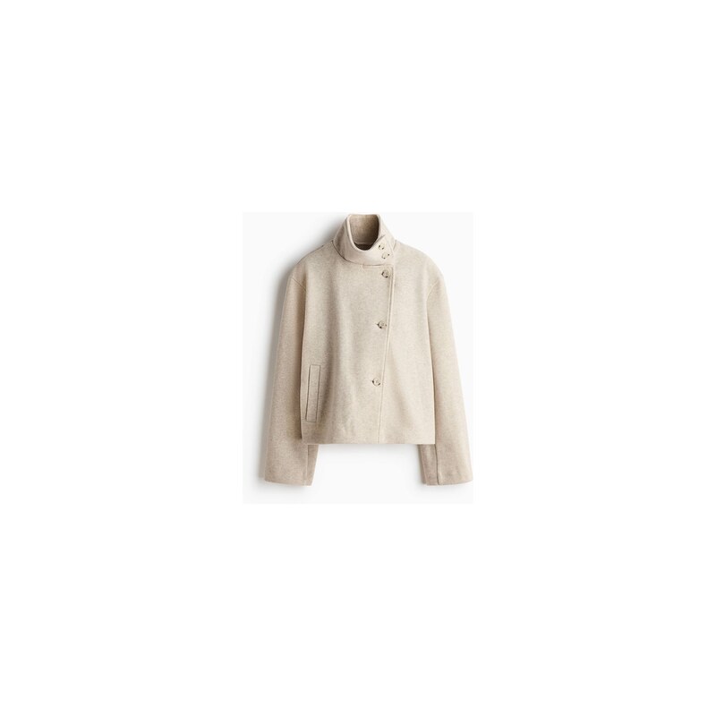 H&M - Plstěná bundas trychtýřovým límcem - Světle Béžová
