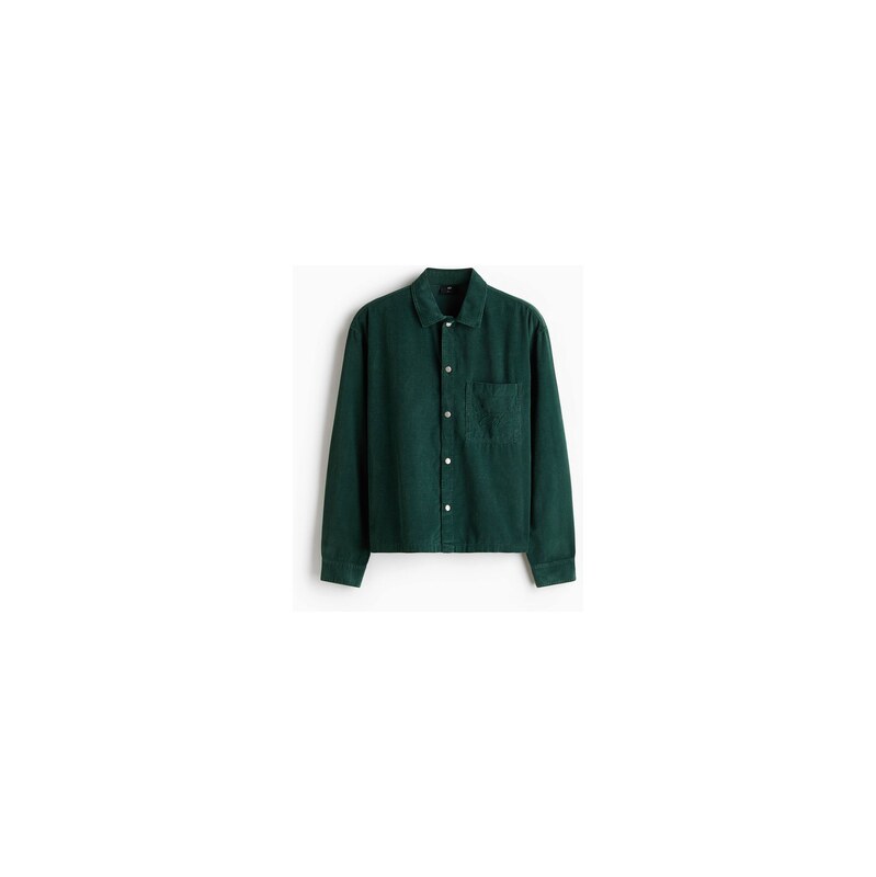 H&M - Manšestrová košile Relaxed Fit - Tmavě Zelená