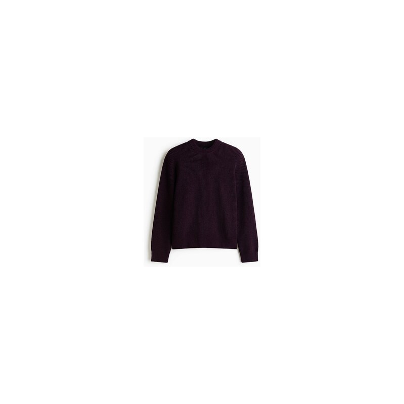 H&M - Svetr z žebrovaného úpletu Relaxed Fit - Tmavě Fialová