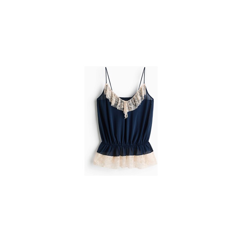 H&M - Top na ramínkas krajkou - Modrá