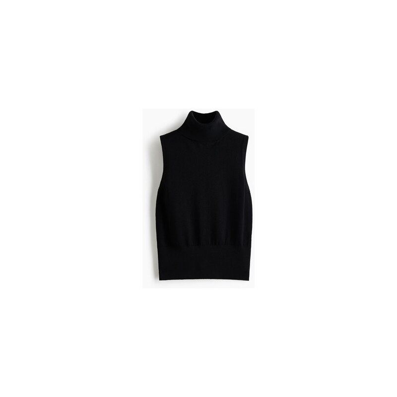 H&M - Fine-knit polo-neck top - Černá