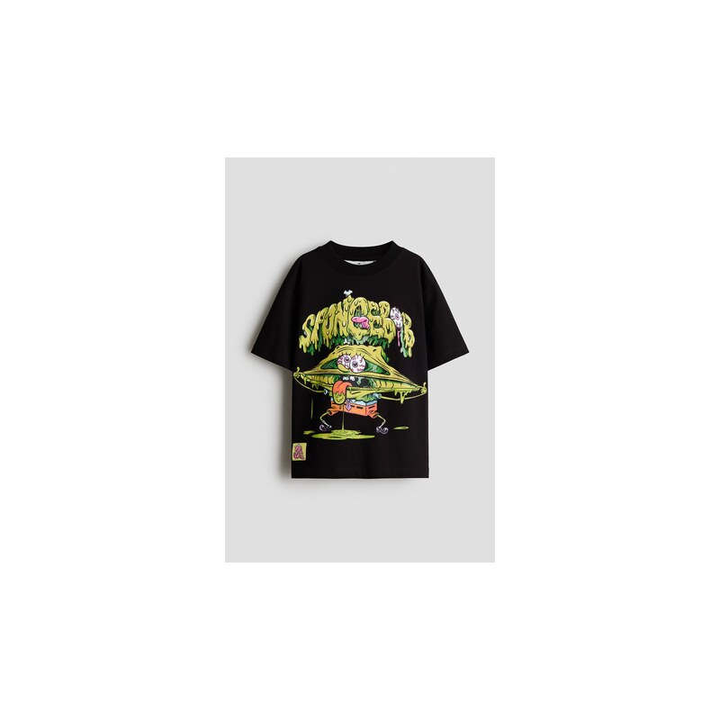 H&M - Tričkos potiskem - Černá/Spongebob V Kalhotách