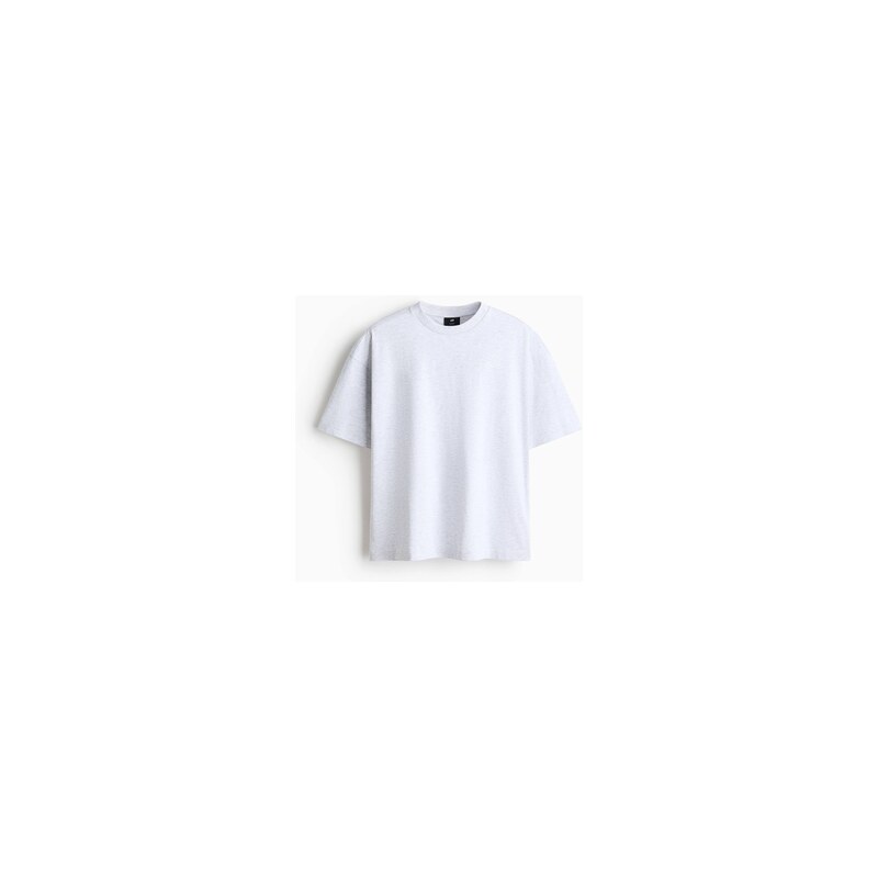 H&M - Bavlněné tričko Oversized Fit - Světle Šedý Melír