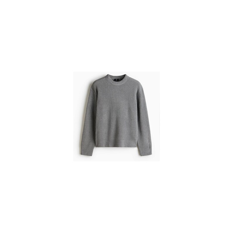 H&M - Svetr z žebrovaného úpletu Relaxed Fit - Šedá