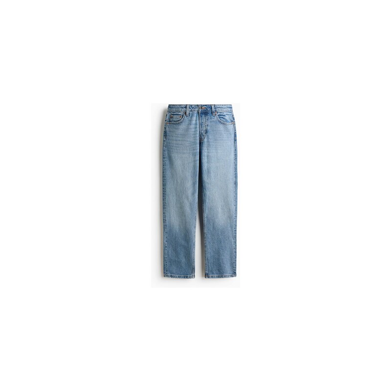 H&M - Straight Regular Waist Jeans - Denim Blue