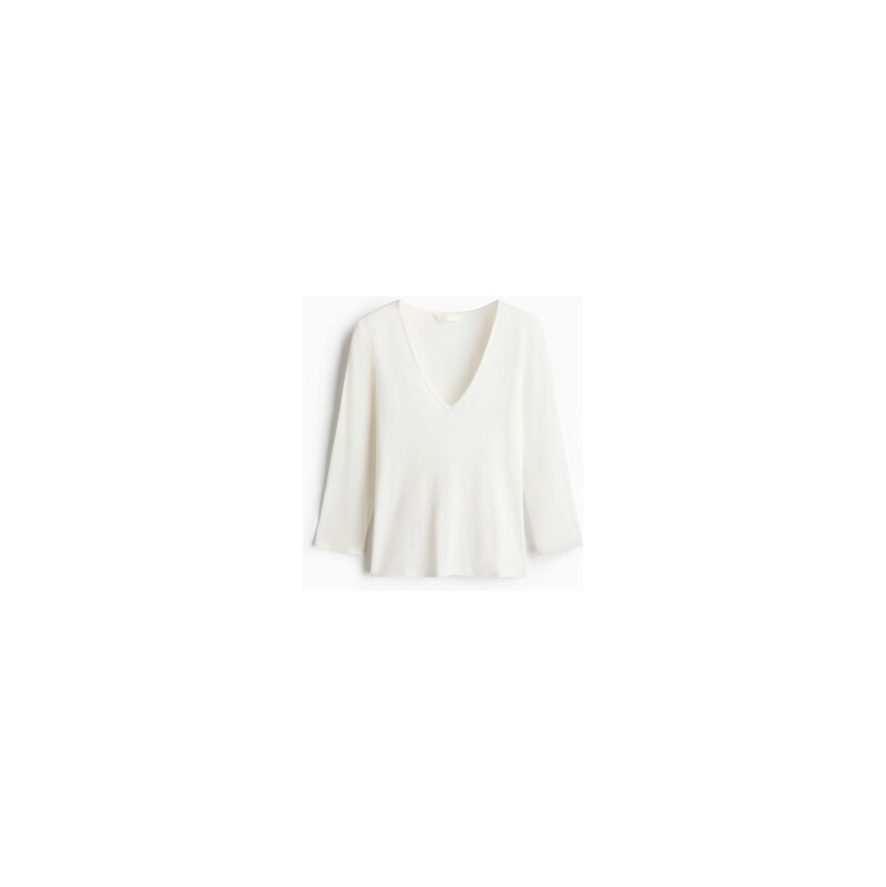 H&M - Viskózový tops výstřihem - Bílá