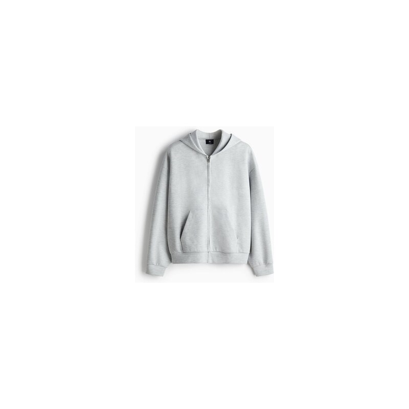 H&M - Bunda na zips kapucí Oversized Fit - Světle Šedý Melír