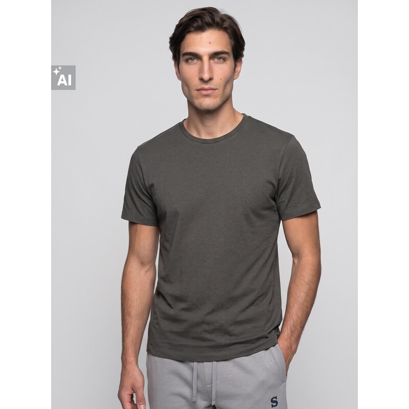 Sinsay - Bavlněné tričko Basic - khaki