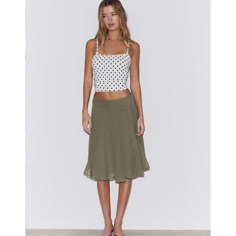 Stradivarius Strappy polyamide top with black polka dots in