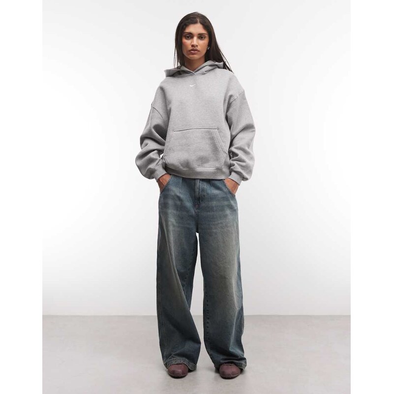 Nike Studio Fleece mid-weight oversized hoodie in grey
