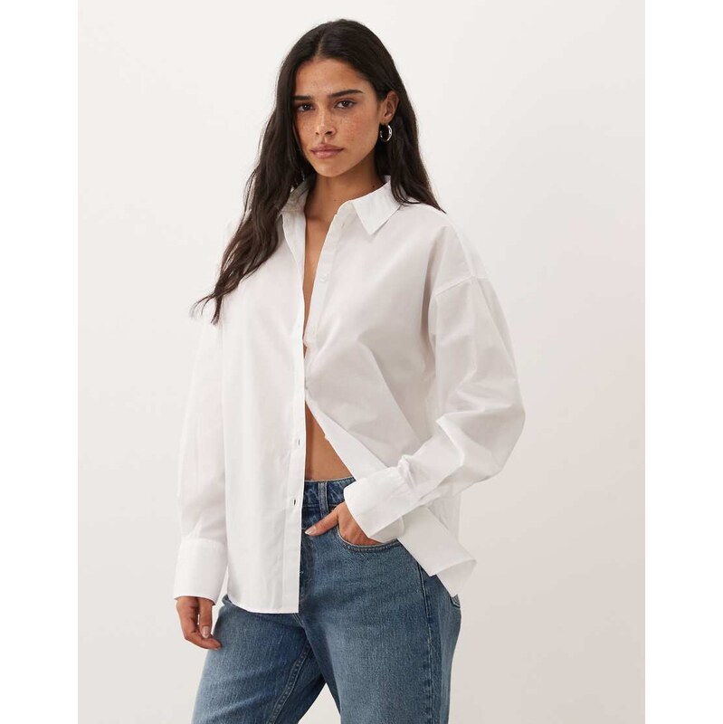 JJ Rebel Poppy oversized long sleeved shirt in white