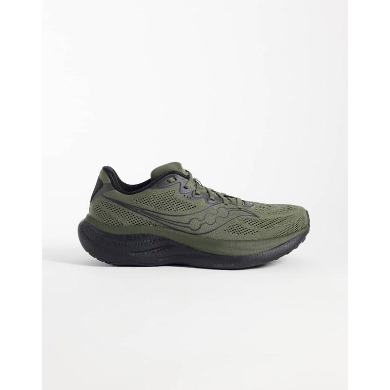 Saucony Ride 19 running trainers in dark grey and black