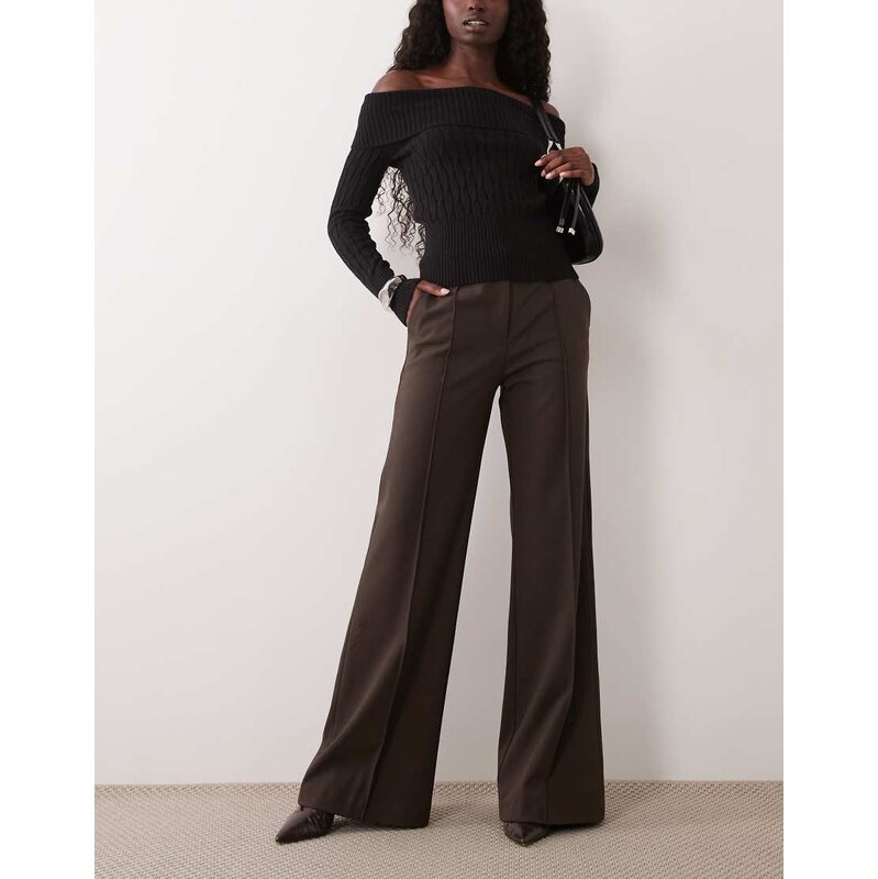 Mango tailored flared trouser in brown