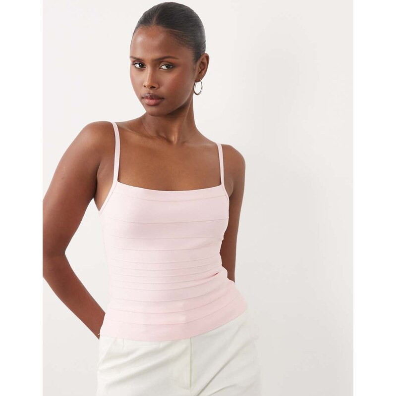 Missyempire strappy bandage top in light pink
