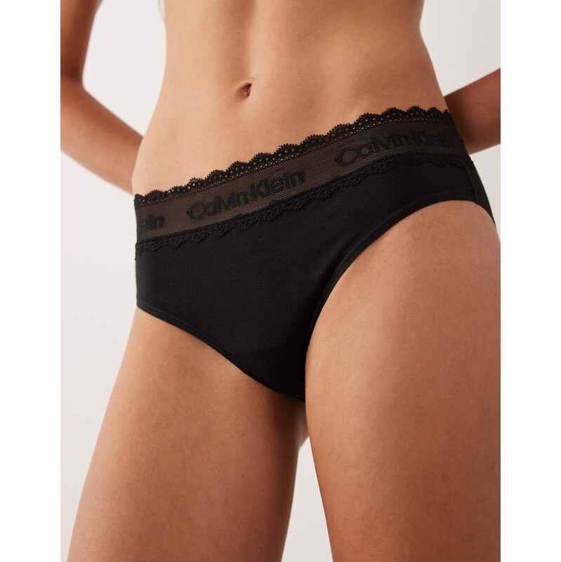 Calvin Klein cotton lace bikini brief in black