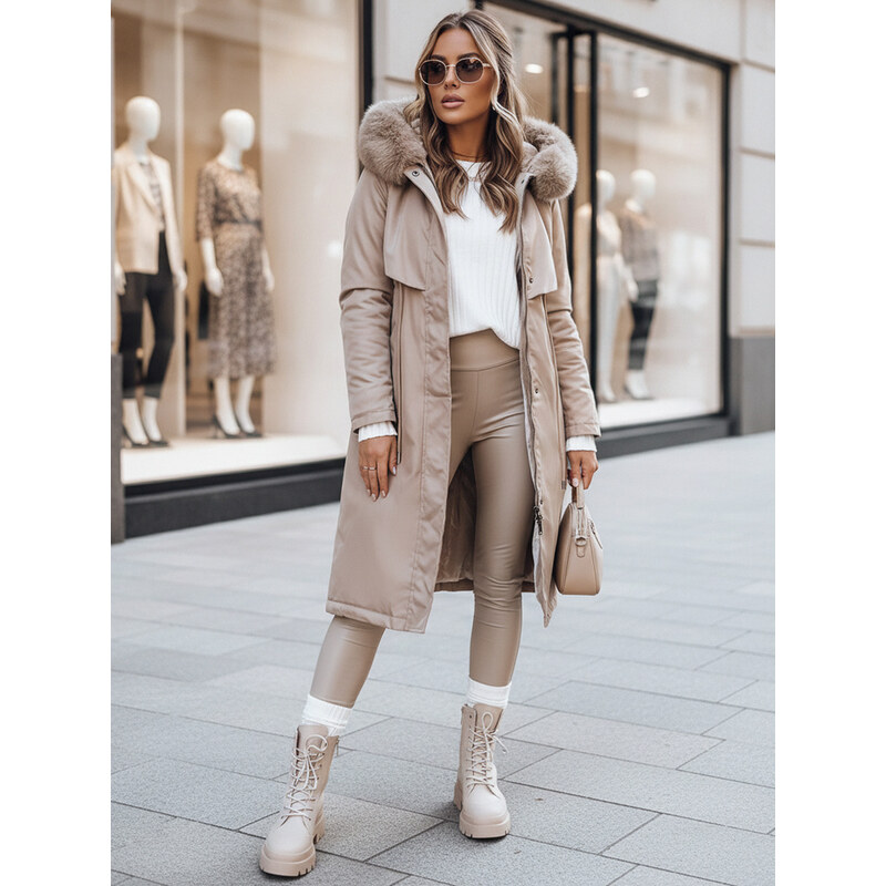 BASIC Béžová dlouhá parka LUSTER