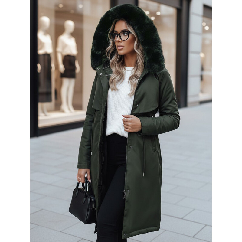 BASIC Tmavě zelená dlouhá parka LUSTER