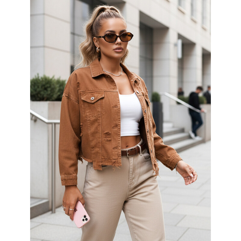 BASIC Hnědá oversize džínová bunda MOLI TY4130
