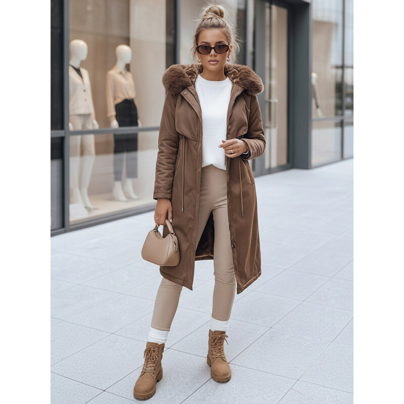BASIC Tmavě hnědá dlouhá parka LUSTER