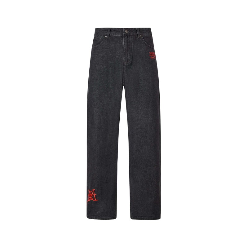 Ed Hardy Džíny světle zelená / červená / černá džínovina / bílá