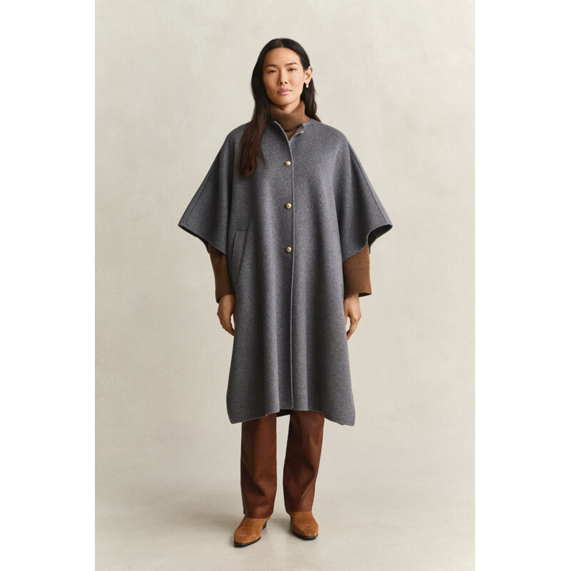 KABÁT GANT HANDSTITCHED CAPE COAT CHARCOAL MELANGE