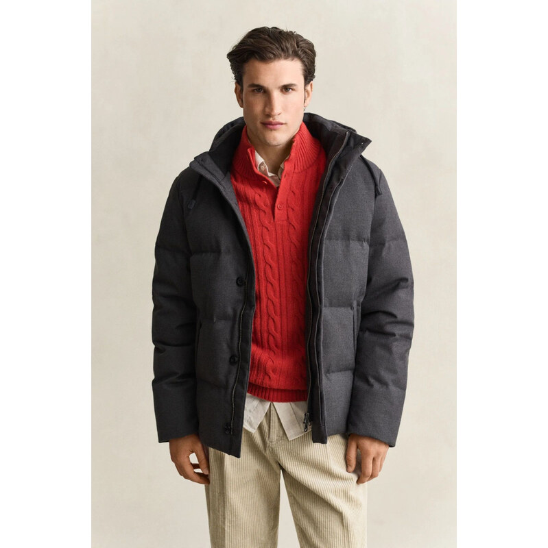 BUNDA GANT FLANNEL DOWN JACKET BLACK GREY