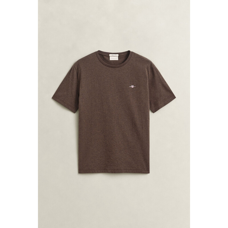 TRIČKO GANT REG SHIELD SS T-SHIRT BLACK BROWN MELANGE