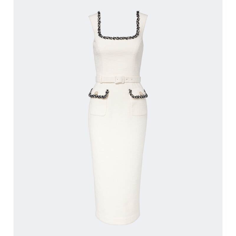 Rebecca Vallance Jacquie belted tweed midi dress