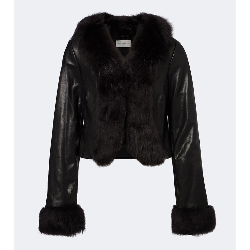 Nour Hammour Sofie shearling-trimmed leather jacket
