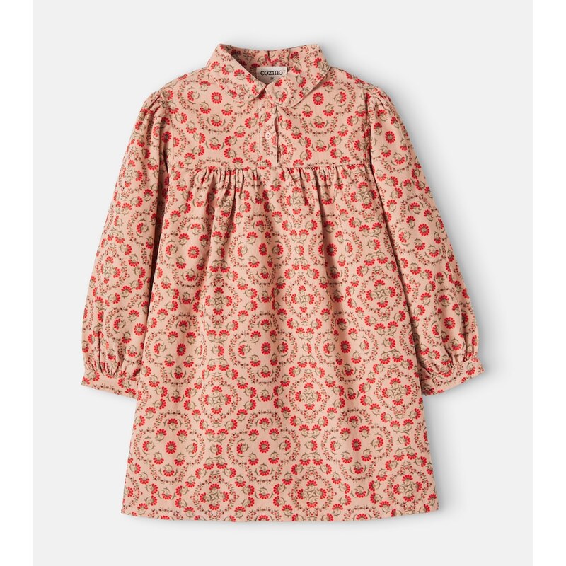 Cozmo Floral cotton corduroy dress
