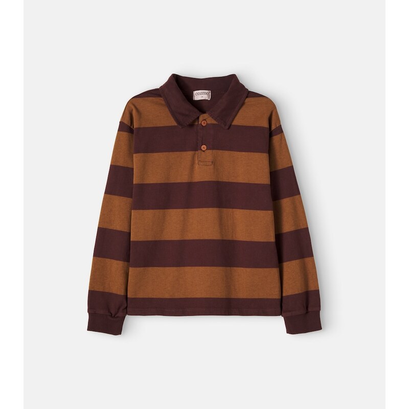 Cozmo Tauro striped cotton jersey polo shirt