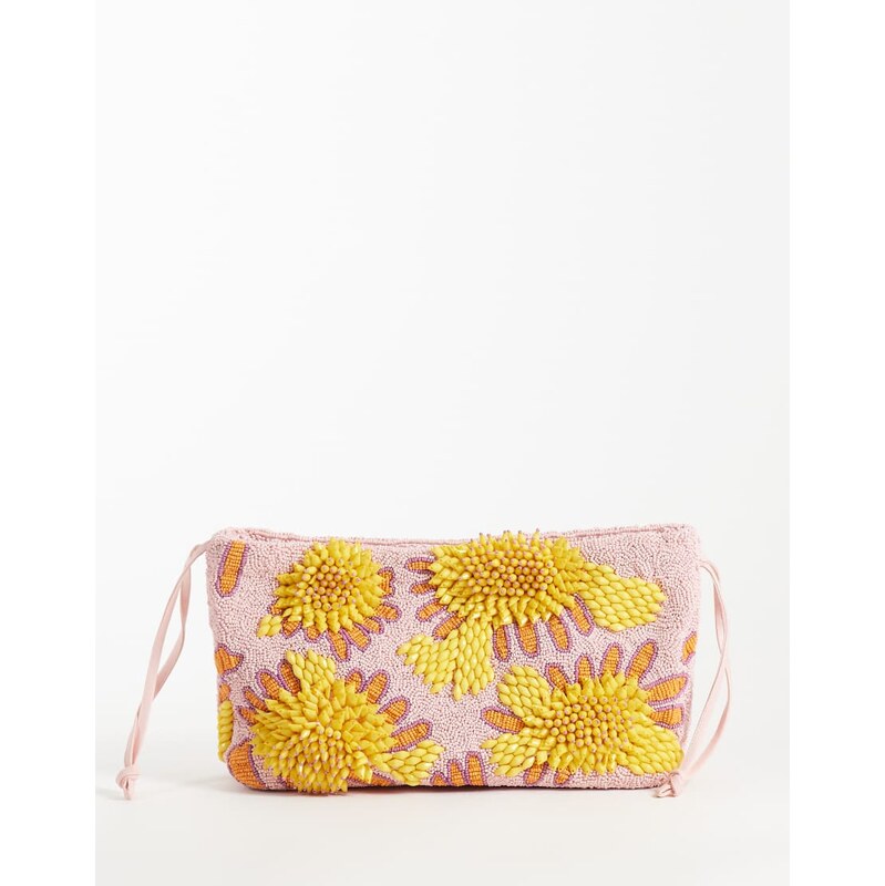 ASOS DESIGN floral embellished frame clutch in pink