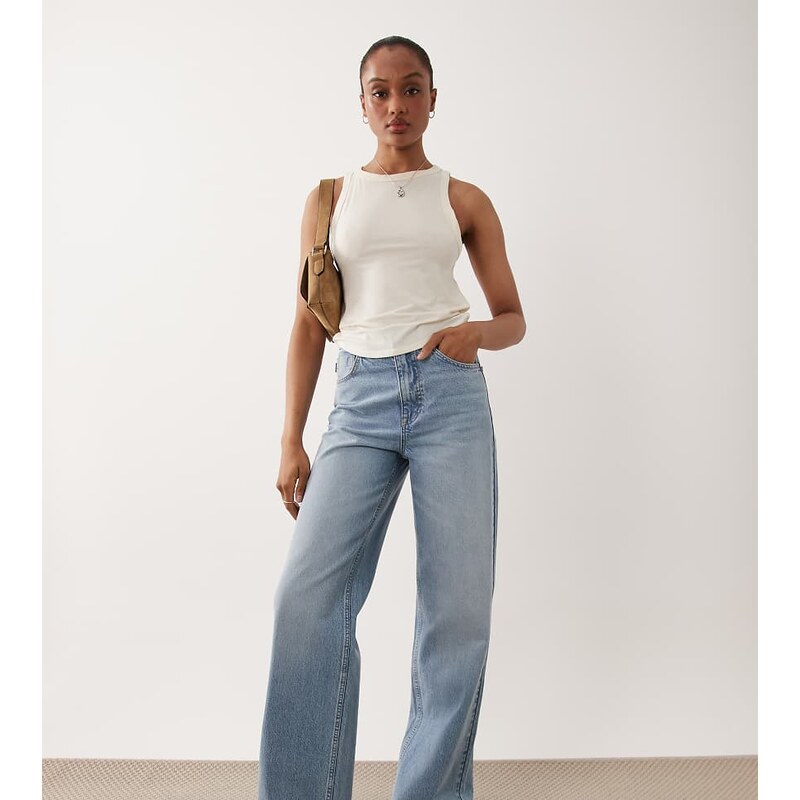 ASOS Tall ASOS DESIGN Tall straight wide leg jeans in light wash
